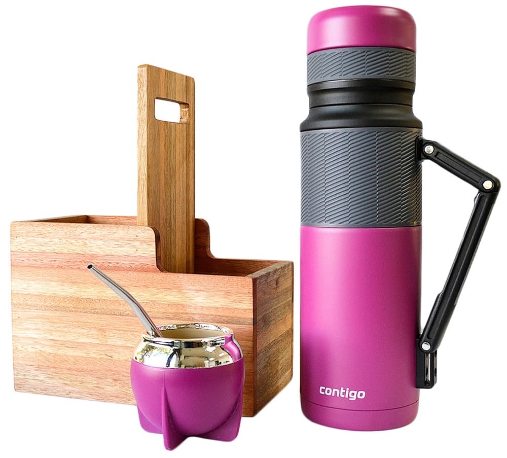 Kit Mate Contigo Garrafa Térmica 1.1L + Cuia + Bomba Fúcsia