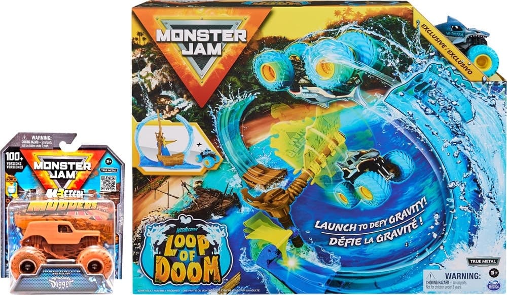 Combo Brinquedo de Controle Remoto Monster Jam Loop of Doom + SonUva-Digger