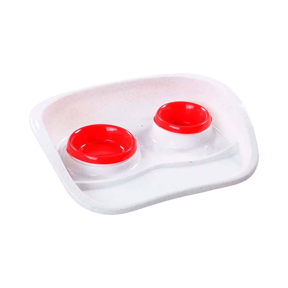 Comedouro Pawise 11057 Feeding Station 46x36cm 250ml Branco/Vermelho