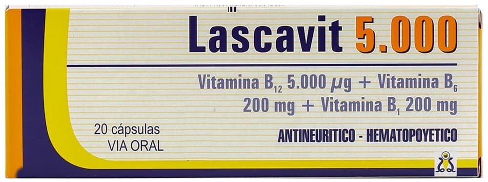 Complexo Vitamínico Lascavit 5000 com Vitaminas do Complexo B - (60 Cápsulas)