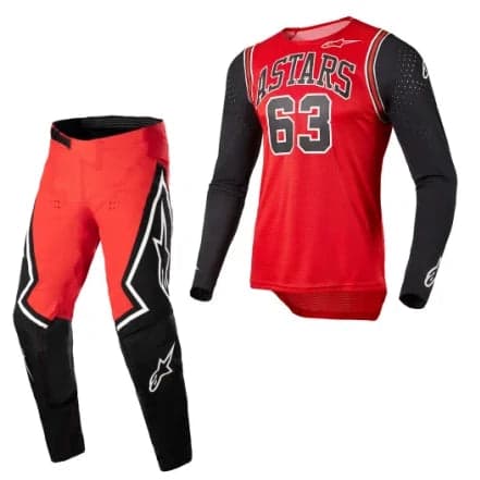Conjunto Alpinestars Techstar Acumen Branco/Preto/Vermelho Tamanho M
