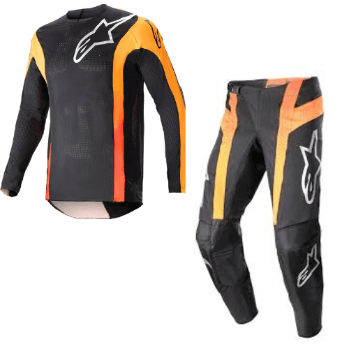 Conjunto Alpinestars Techstar Sein Preto Neon Vermelho Tamanho L