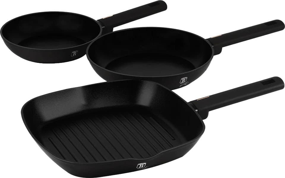 Conjunto de Frigideiras Berlinger Haus Matte Black Collection - Bh-8196 (3 Peças)