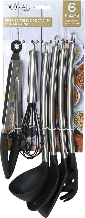 Conjunto de Utensílios Doral Preto (6 Peças)