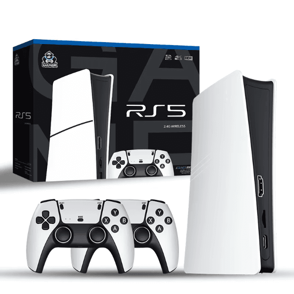 Console Game Stick Rs5 2.4G 4K Ultra HD com 2 Controles Branco/Preto
