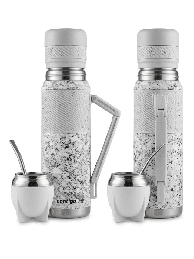 Garrafa Térmica Contigo Kit P/mate Termo + Guampa + Bombilla (Marmol) 1.18L