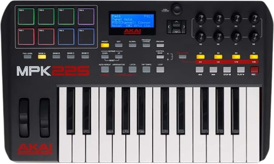 Controlador de Teclado Akai Professional Mpk 225 Preto/Vermelho