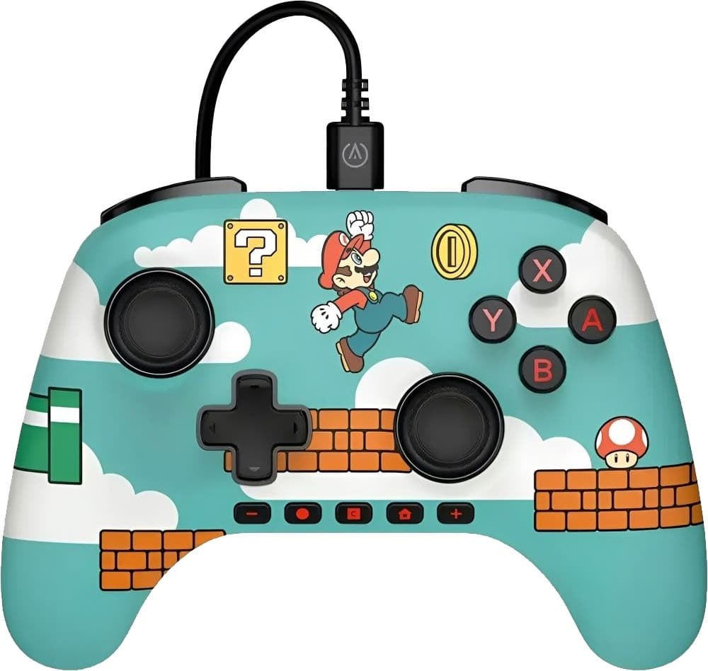 Controle PowerA Nintendo Switch 2 Super Mario Time Azul Céu (Com Fio)