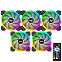 Kit com 5 Coolers para Gabinete Aigo Dr12 120MM LED RGB