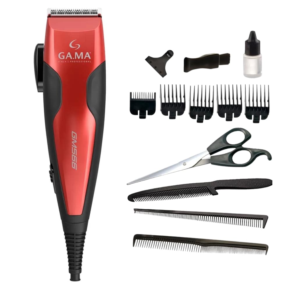 Cortador de Cabelo Gama Gm566 Magnetic Clipper 220V - Preto/Vermelho (13 Peças)