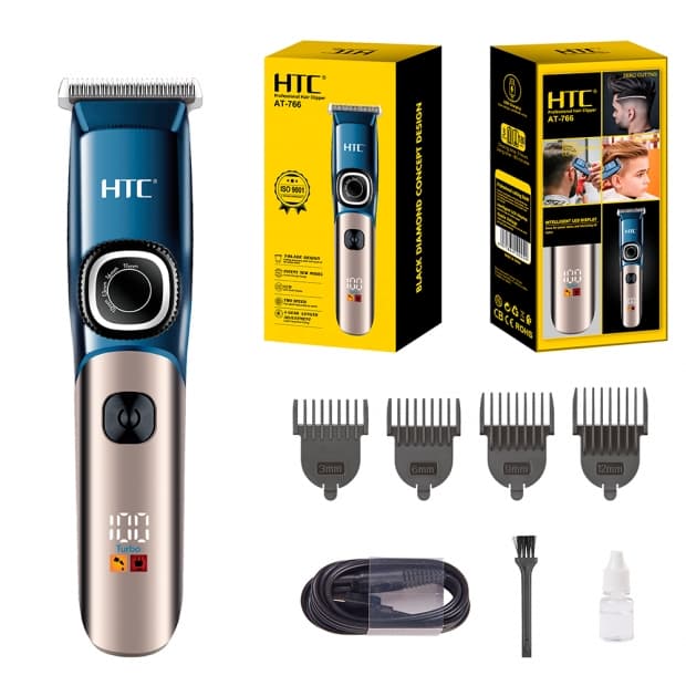 Cortador de Cabelo Htc At-766 Recarregável Azul/Cinza