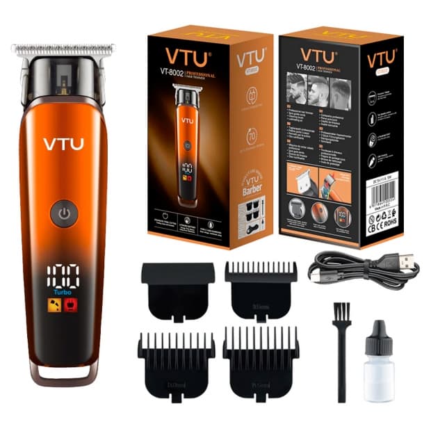 Cortador de Cabelo Vtu-8002 Recarregável Laranja/Preto