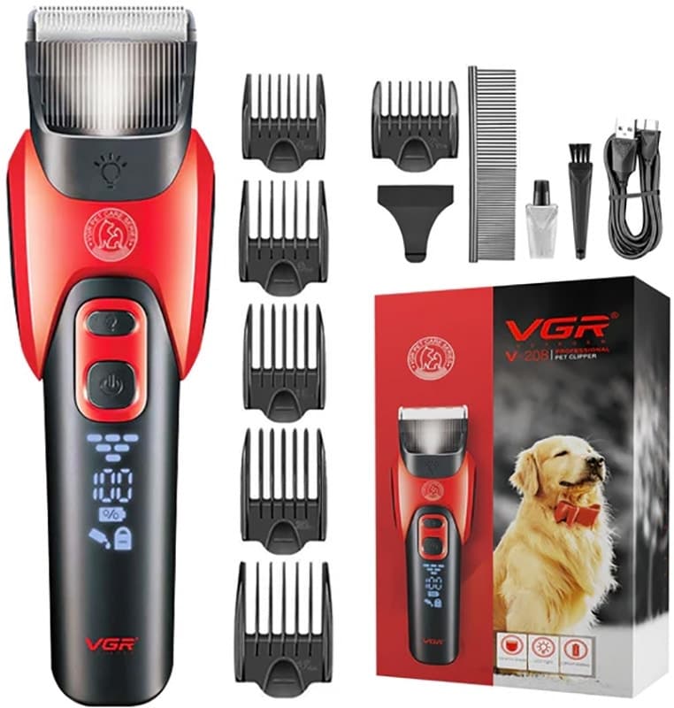 Cortador de Pelos Vgr V-208 Recarregável - Preto / Vermelho