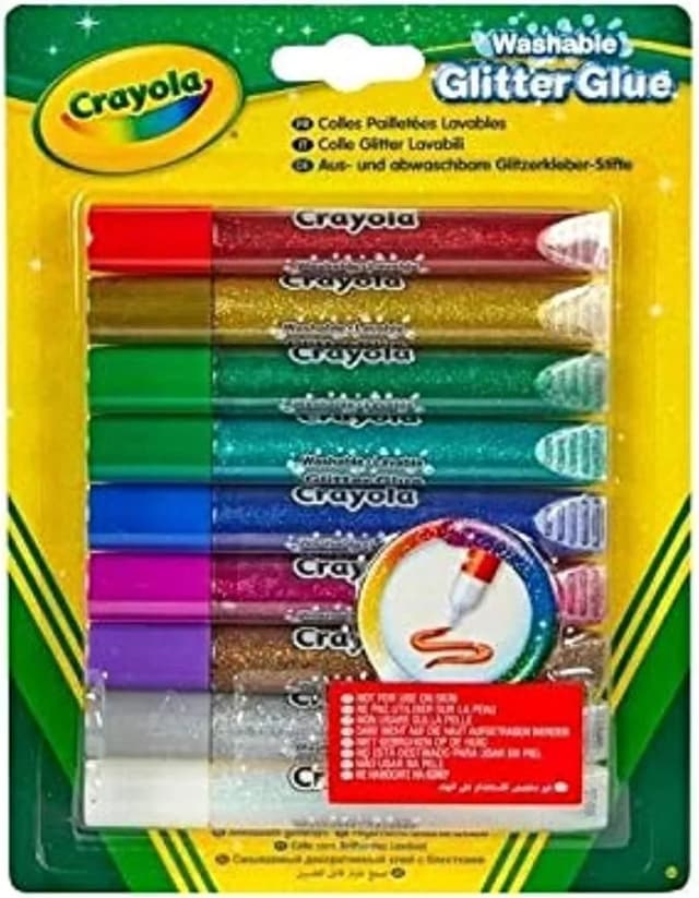 Conjunto de 9 Tubos de Cola com Purpurina Crayola