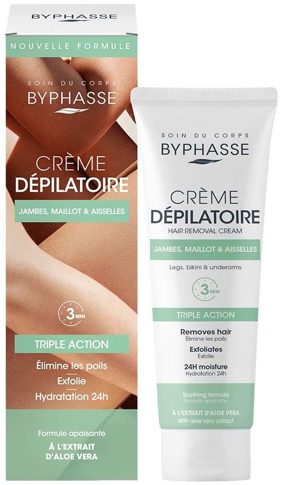 Creme Depilatório Byphasse Triple Action com Extrato de Aloe Vera - 125mL