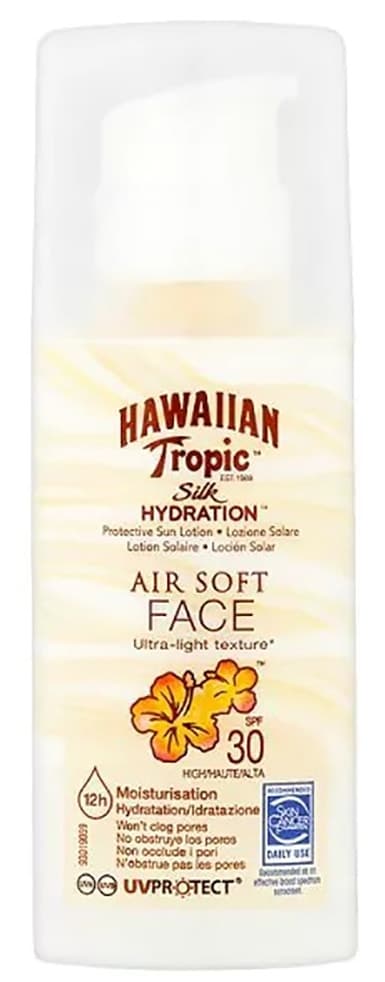 Creme Protetor Solar Hawaiian Tropic Silk Hydration Air Soft Face FPS 30 50mL