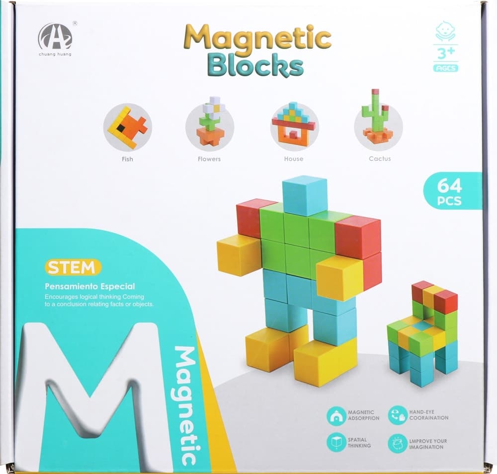 Blocos Magnéticos de Construção Chuang Huang Ch1233 (64 Pçs)