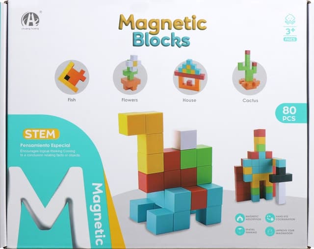 Blocos Magnéticos de Construção Magnetic Blocks Chuang Huang - Ch1234 (80 Pçs)