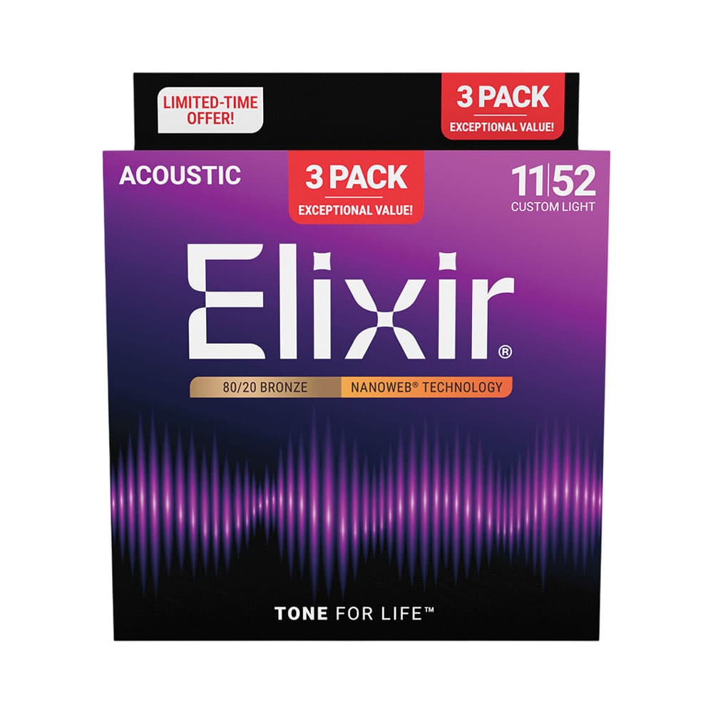 Conjunto de Cordas para Violão Elixir Nanoweb Ex-16564 3 Pack