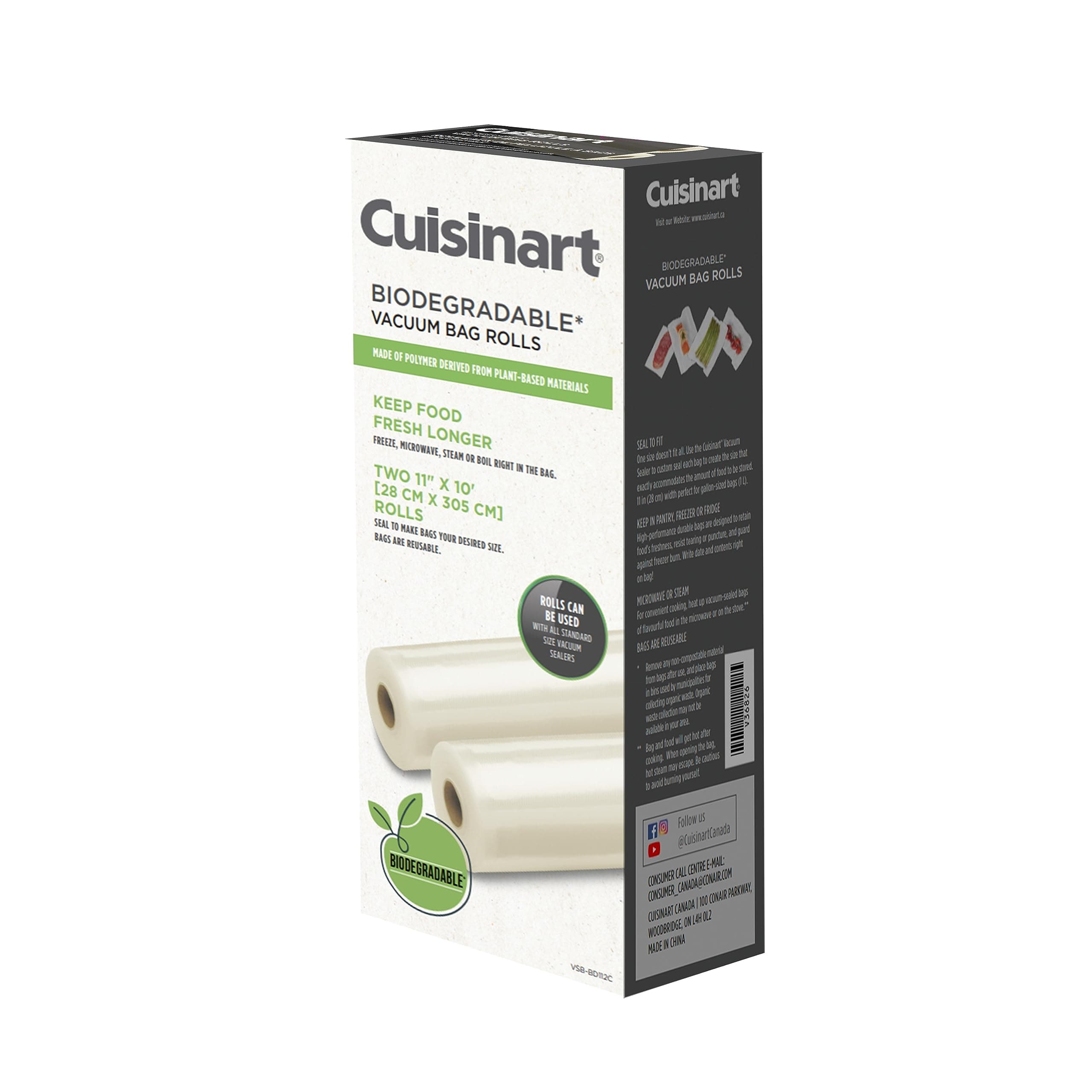 Rolos de Bolsa A Vácuo Biodegradáveis Cuisinart 2 Peças 28CM X 25,4Cm