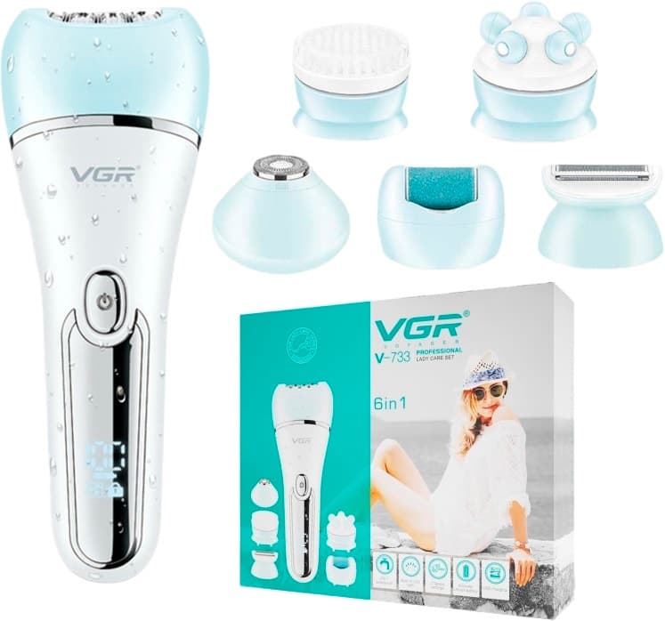 Depiladora Recarregável Vgr Voyager Professional 6 Em 1 Lady Care Set V-733 Azul/Branco