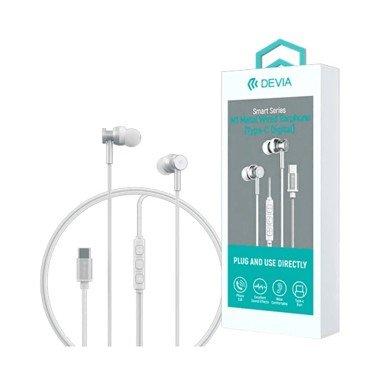 Fones de Ouvido Devia Em110 Smart Series Tipo C Prata