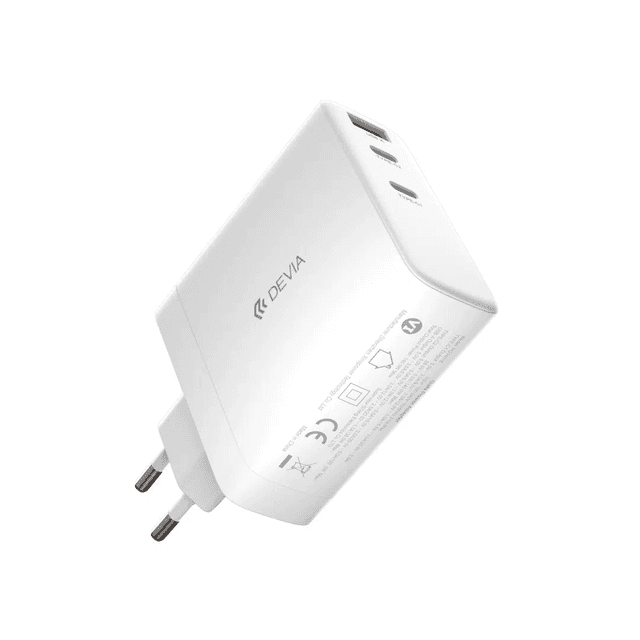 Carregador Devia PQ1401E 140W 3 Portas USB/USB-C Branco
