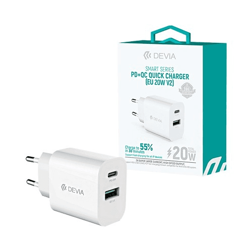 Fonte Devia Rlc-389 20W USB-A/USB-C Branco