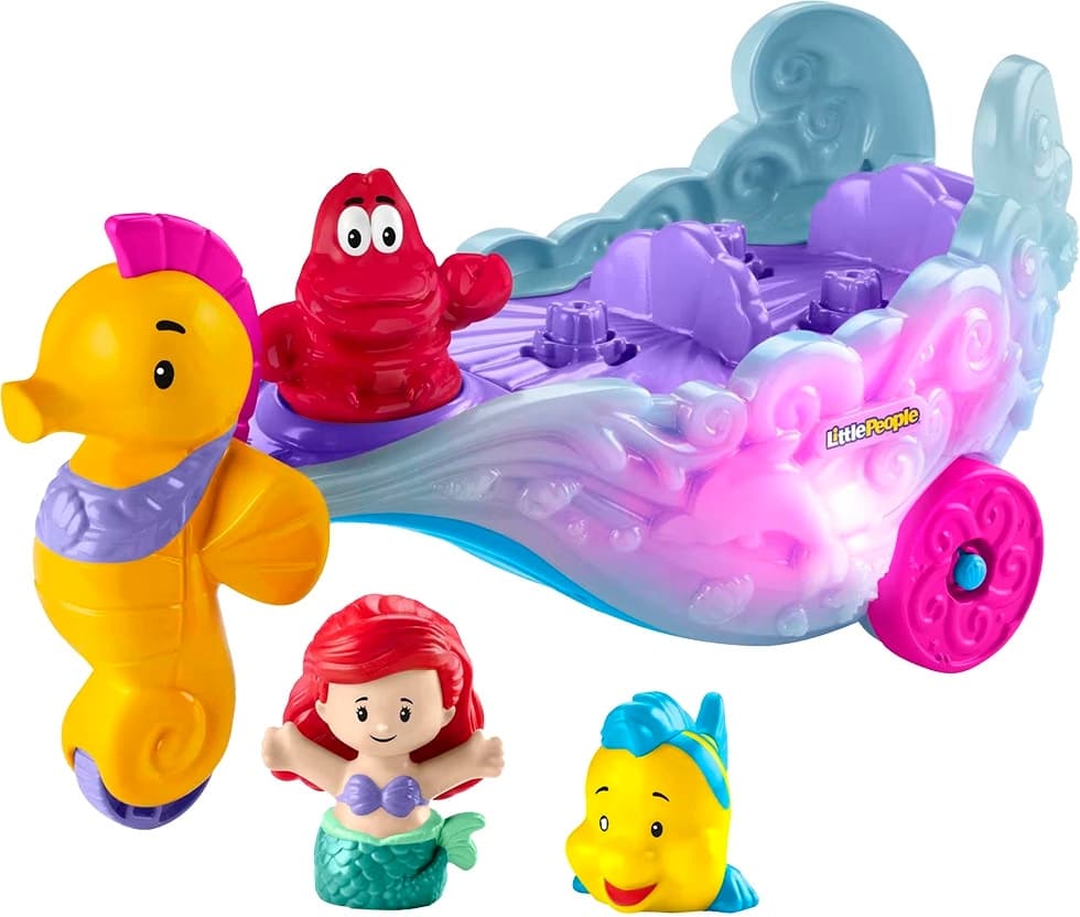 Brinquedo Fisher-Price Princesa Ariel Carruagem Marinha Iluminada Little People Hmx83