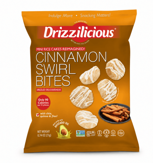 Mini Bolinhos de Arroz Drizzilicious Cinnamon Swirl 21G