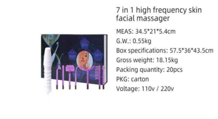 Massageador Facial de Alta Frequência 7 Em 1 Importacion China