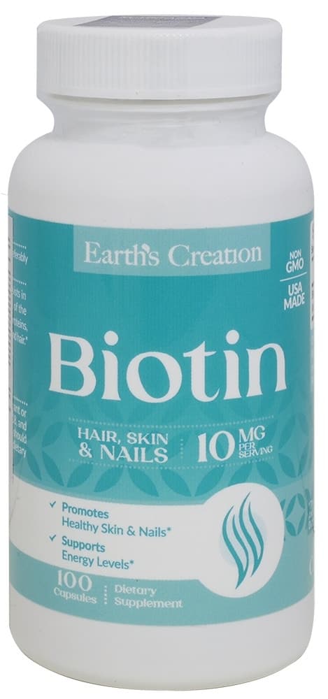 Cápsulas de Biotina Earths Creation 10MG 100 Unidades
