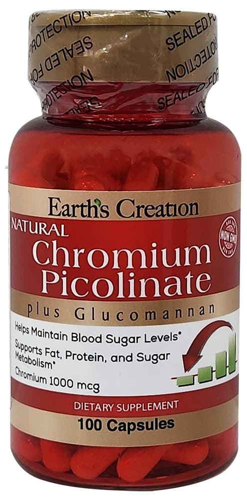Picolinato de Cromo Earths Creation 1000MG 100 Cápsulas