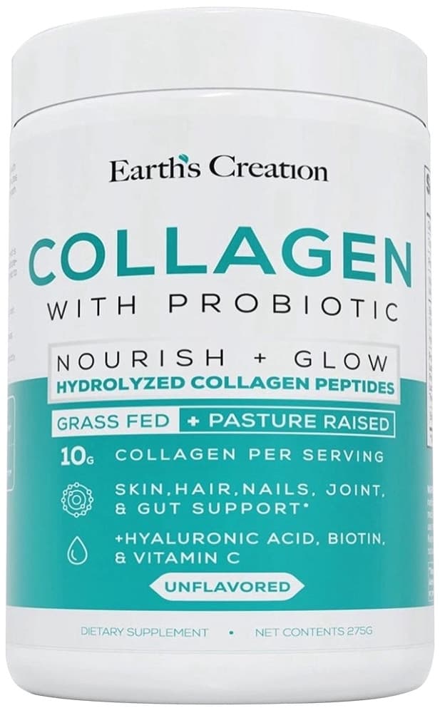 Colágeno com Probiótico Earths Creation Nourish + Glow Sem Sabor 275mL