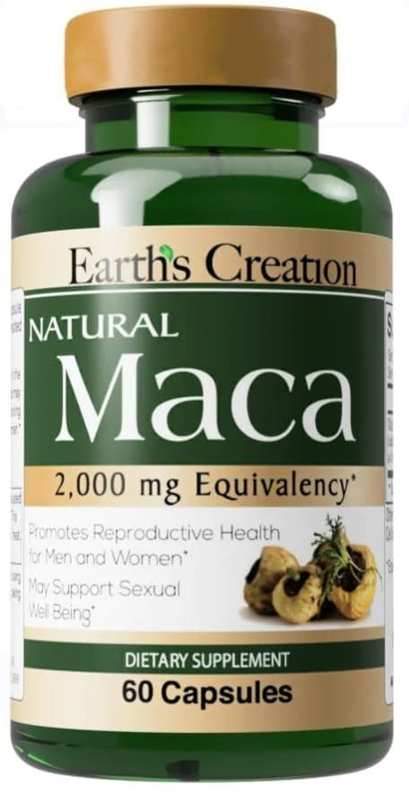 Suplemento Earths Creation Maca 200MG 60 Cápsulas
