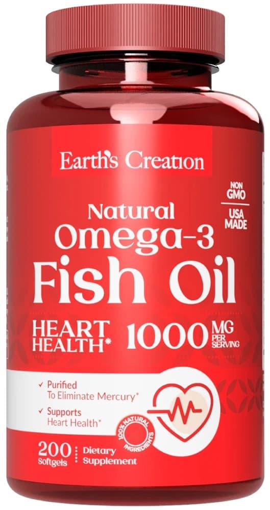 Óleo de Peixe Omega 3 Earths Creation 1000MG 200 Cápsulas