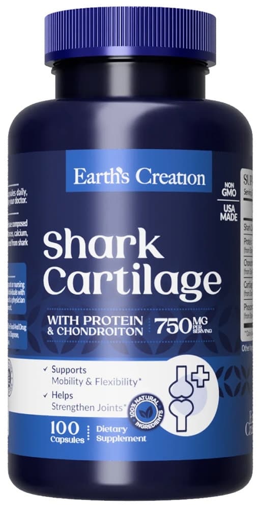 Earths Creation Cartilagem de Tubarão 750MG (100 Cápsulas)