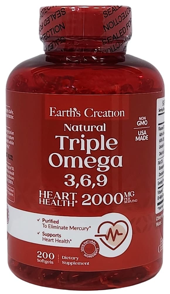 Suplemento Earths Creation Triple Omega 2000MG (200 Softgels)