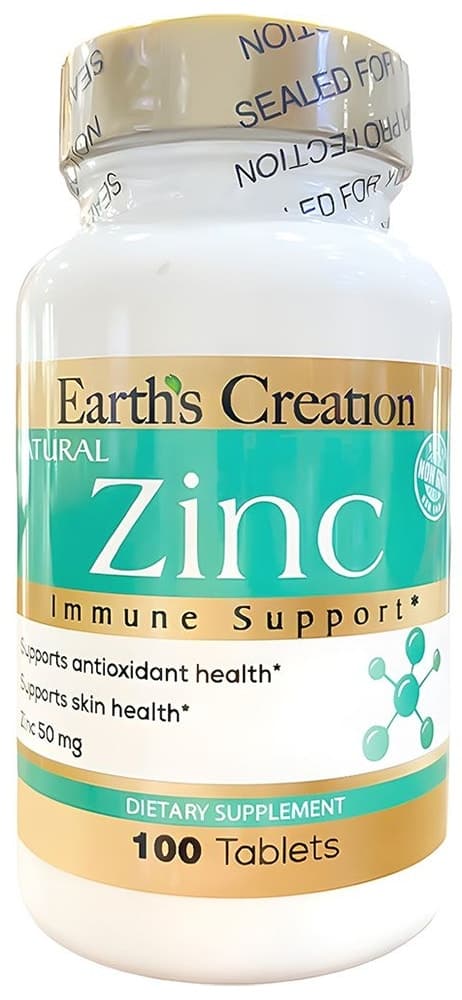 Suplemento de Zinco Earths Creation 50MG 100 Comprimidos