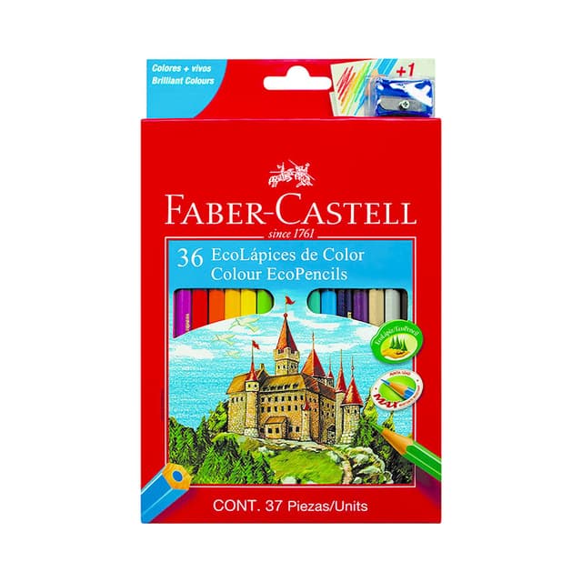 Lápis de Cor Faber Castell 120136EX com Apontador 36 Unidades
