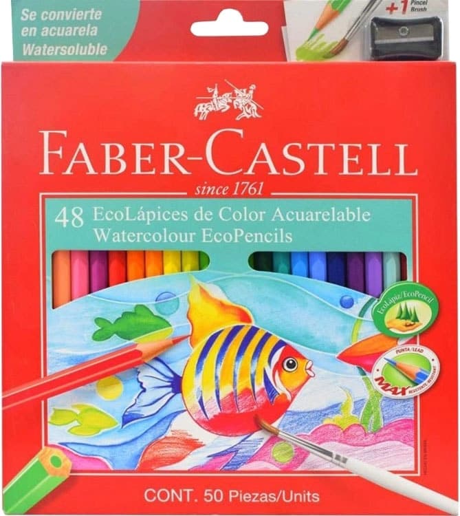 EcoLápis de Cor Faber Castell Super Soft 48 Cores + Apontador + Pincel