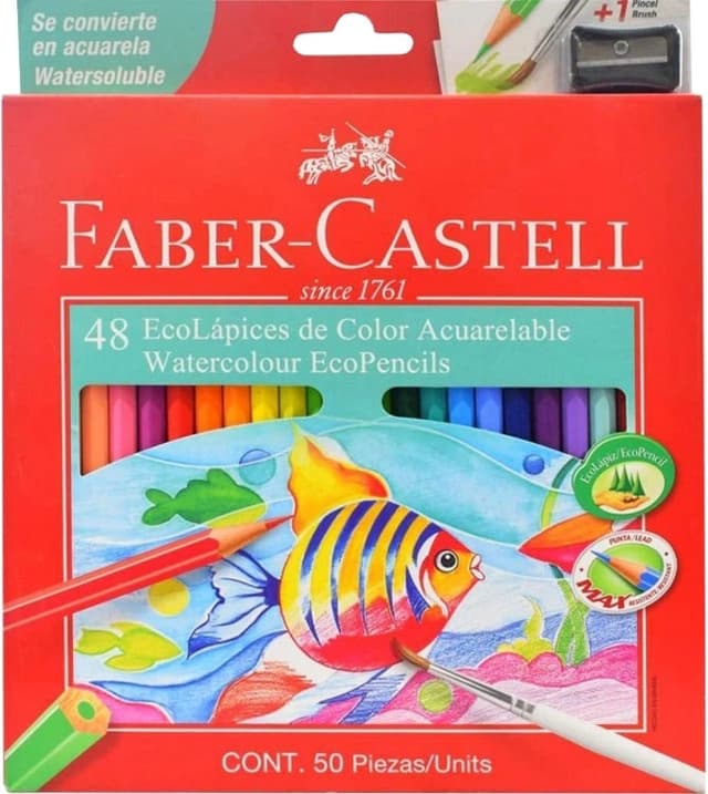 EcoLápis de Cor Faber Castell Super Soft 48 Cores + Apontador + Pincel