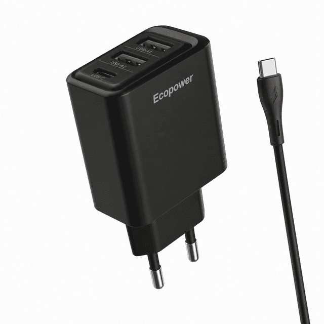 Carregador Ecopower Ep-7043 USB-C/USB-A 10W Preto