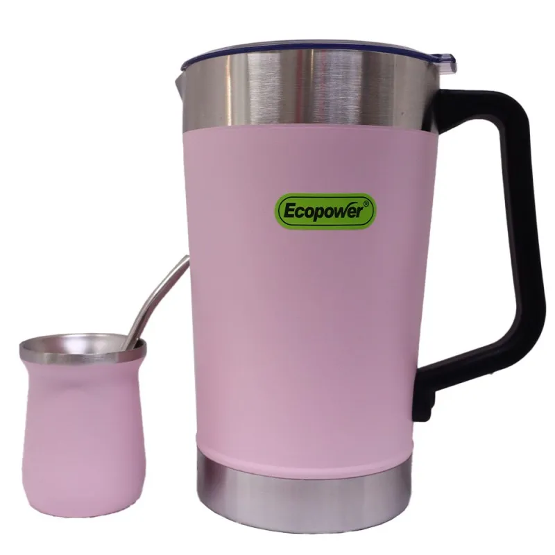 Garrafa Térmica Ecopower Jarra Ep-G047 com Guampa 2L Rosado