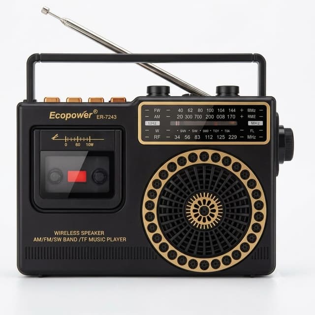 Rádio Ecopower Ep-F303 Bt/usb/sd/painel Solar Dourado