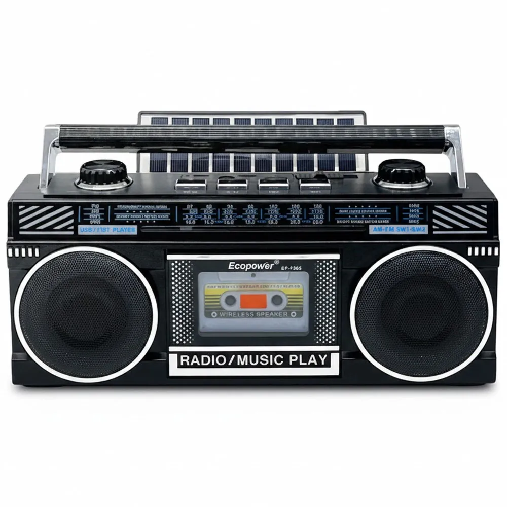 Toca-discos Ecopower Ep-F305 USB/SD/FM/AM RGB Negro