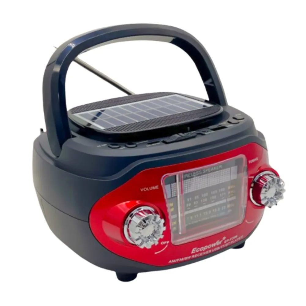 Caixas de Som Ecopower Radio Ep-F306 USB/SD/FM/AM Preto/Vermelho