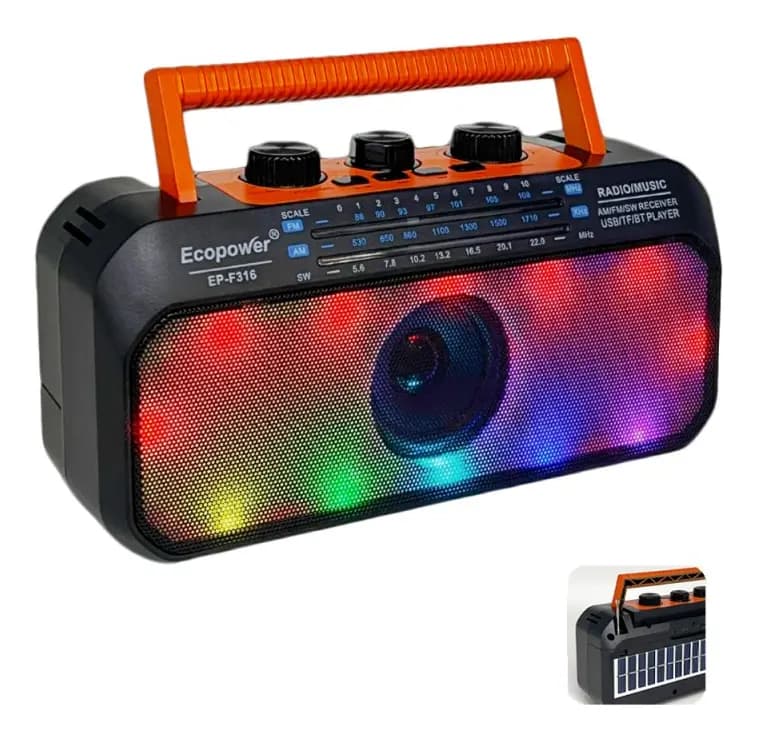 Caixa de Som Ecopower Ep-F316 Bt/usb/sd/rgb Negro