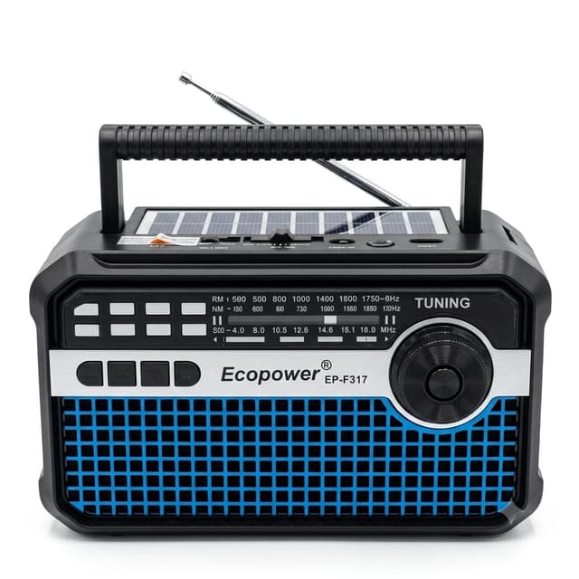 Rádio Ecopower Ep-F317 Bt/usb/sd/fm/am/painel Solar Azul