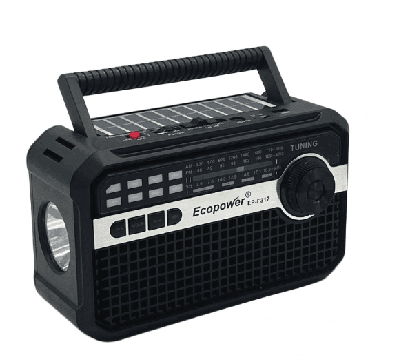 Rádio Ecopower Ep-F317 Bt/usb/sd/fm/am/painel Solar Preto